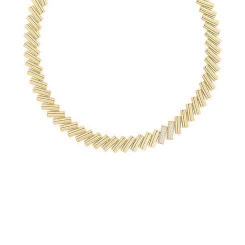 Gold Domino Diamond Accent Chain Necklace - 1